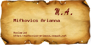 Mifkovics Arianna névjegykártya